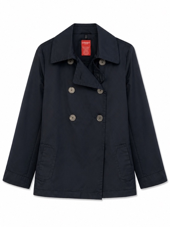 Olsen Europe Jackets & Blazers - Olsen Europe Midnight Black Double-Breasted Mid-Length Pea Coat – Size 12 EUC